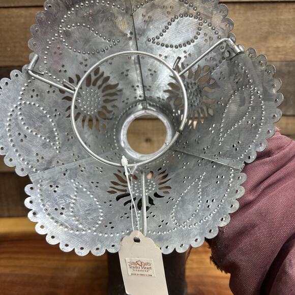 2 pc Punched Tin Sunflower Candle Holder Lamp Luminary Rustic Decor Farmhouse 9" - Picture 6 of 8